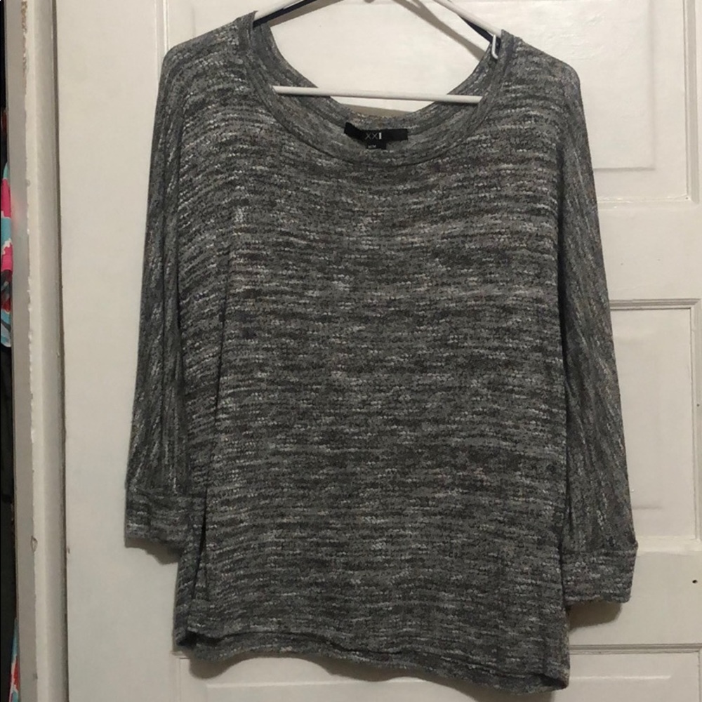 Forever 21 crew neck black and grey marl sweater